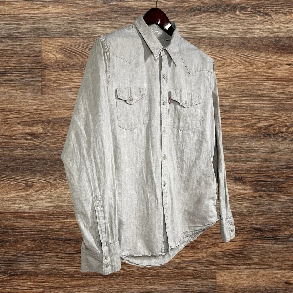 Levis Wellthread x Outerknown Linen Blend Western Shirt Mens L Beige Button Up
